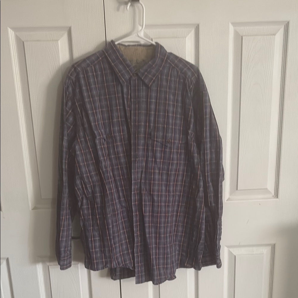 Faded Glory Men's Casual Plaid Shirt - Navy and Red